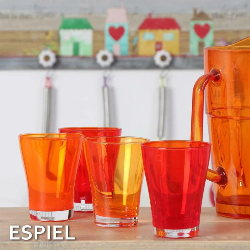 Espiel Ποτήρι Νερού Κόκκινο Γυάλινο 6τμχ