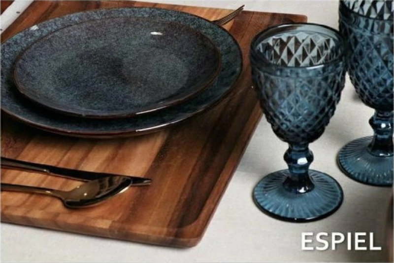 Espiel Ποτήρι Νερού Tristar Γυάλινο Κολωνάτο Blue Marine 280ml
