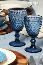 Espiel Ποτήρι Νερού Tristar Γυάλινο Κολωνάτο Blue Marine 280ml