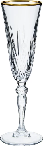 RCR Ποτήρι Σαμπάνιας Melodia Γυάλινο Κολωνάτο Gold 160ml