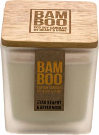 Heart & Home Αρωματικό Κερί Bamboo Ξύλο Κέδρου & Λευκό Musk 90gr