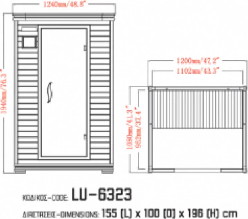 Sanitec LU 6323 155 x 100 cm Sauna