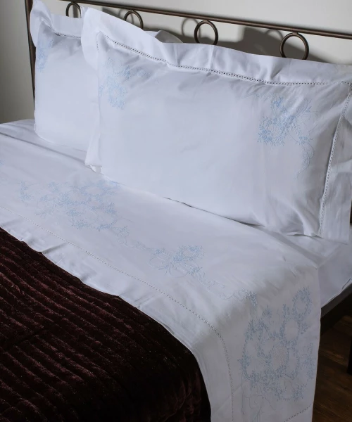 Silk Fashion Σετ Σεντόνια Υπέρδιπλα 225x270 2827 Λευκό / Σιέλ