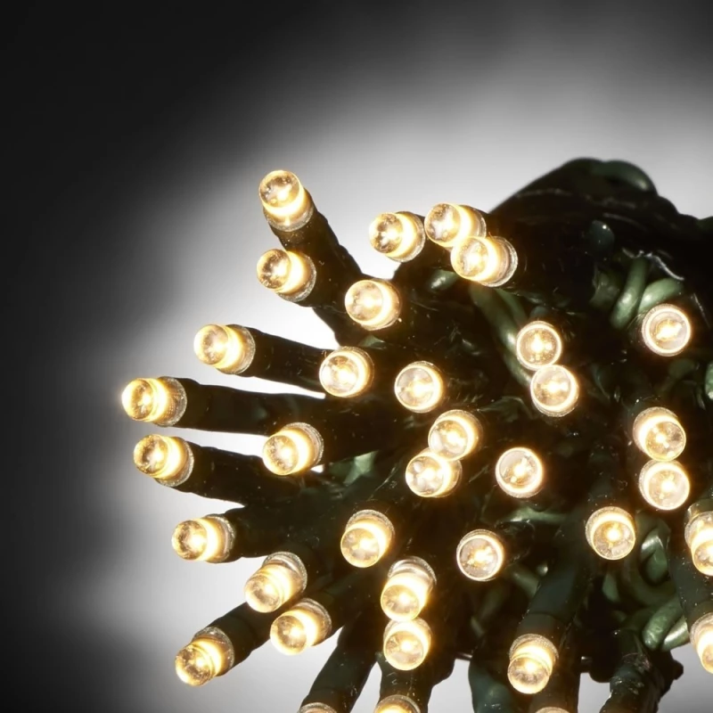 100 Λαμπάκια LED Θερμό Λευκό με Προγράμματα, Σειρά, Πράσινο Καλώδιο Ρεύματος 8m TnS