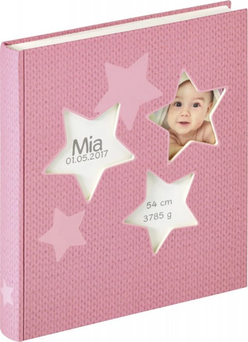 Walther Estrella pink 28x30,5 50 white Pages Babyalbum UK133R