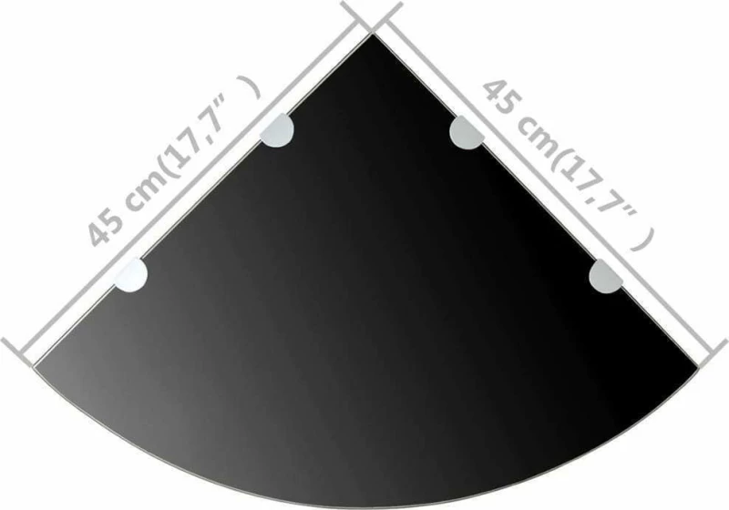 Ράφια Γωνία 2 τεμ Μαύρα 45x45 εκ Γυάλινα + Στηρίγματα Χρωμίου