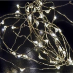 100 Λαμπάκια LED Θερμό Λευκό , Σειρά, Ασημί Καλώδιο Μπαταρίας 10m Iliadis