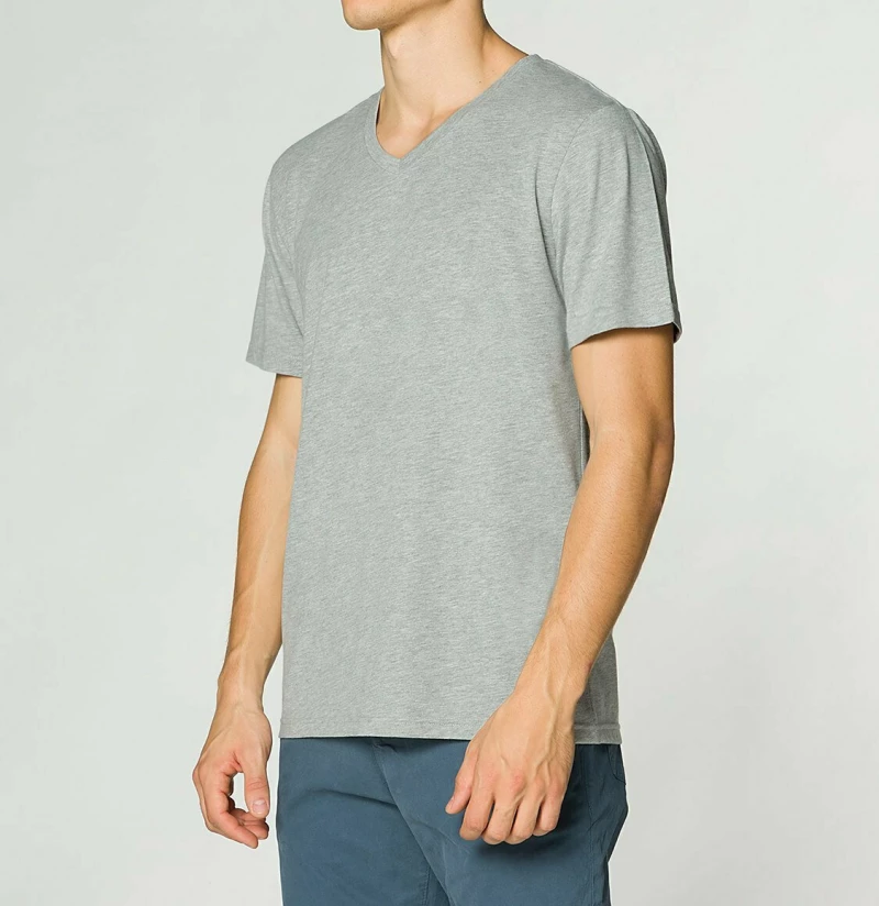 The Project Garments Regular Fit Organic Cotton V-neck T-shirt Melange Grey