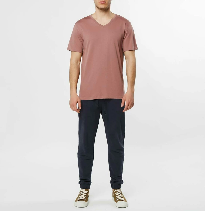 The Project Garments Organic Cotton V-neck T-shirt Rosewood