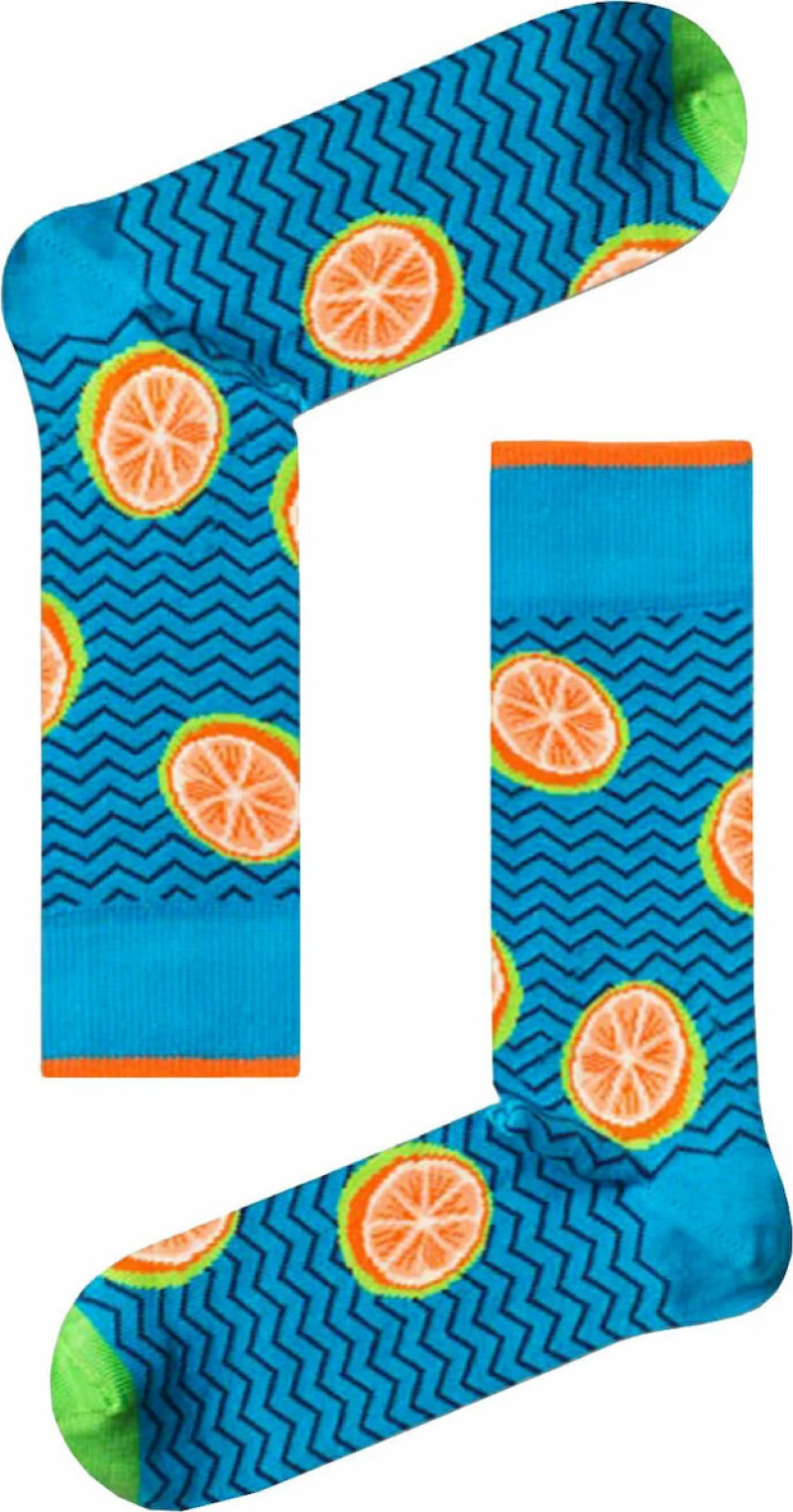 EKMEN Κάλτσα Casual Ανδρική με Σχέδιο Oranges - Σιέλ