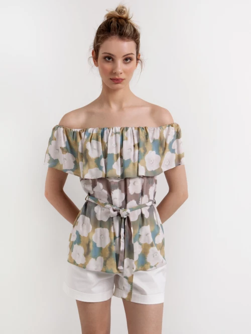 Toi Moi μπλούζα off shoulder floral 30-3326-121-1008
