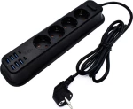 Moxom Πολύπριζο 4 Θέσεων με USB και Μήκος Καλωδίου 2m MX-ST05 Μαύρο