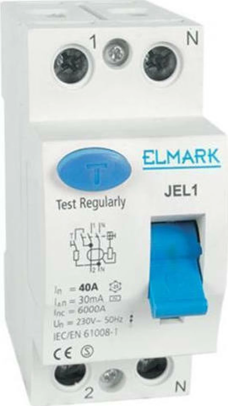 Elmark Ρελέ Ράγας Διαρροής Διπολικό 63A/30MA (230V) JEL1 40261