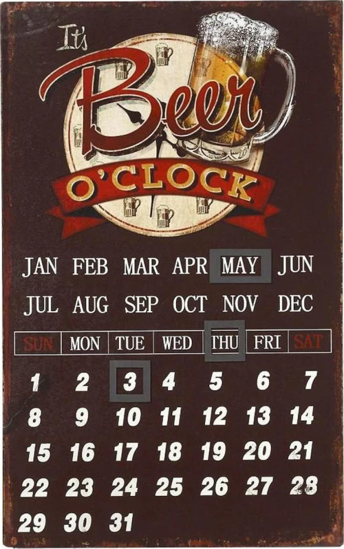 Ημερολόγιο Beer O'Clock LOG414 Καφέ 40x25cm Espiel Ξύλο