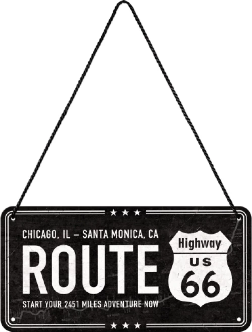 Nostalgic Μεταλλική κρεμαστή ταμπέλα Highway 66 Black