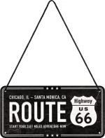 Nostalgic Μεταλλική κρεμαστή ταμπέλα Highway 66 Black