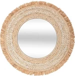 Plastona Celia Καθρέπτης Τοίχου με Μπεζ Rattan Πλαίσιο Mήκους 68cm