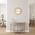 Plastona Celia Καθρέπτης Τοίχου με Μπεζ Rattan Πλαίσιο Mήκους 68cm