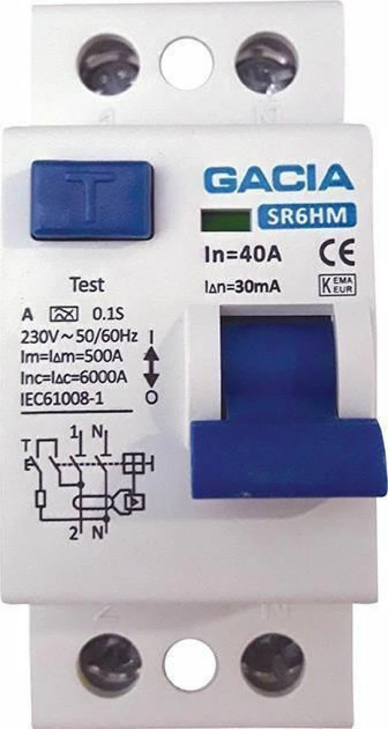 Gacia Ρελέ Ράγας Διαρροής 2Χ40Α 30mΑ 500-37021