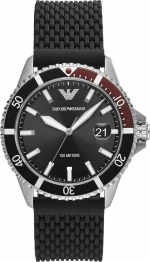 Emporio Armani Ρολόι με Καουτσούκ Λουράκι σε Μαύρο χρώμα