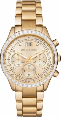 Michael Kors Brinkley Crystals Gold Stainless Steel Chronograph Mk6187