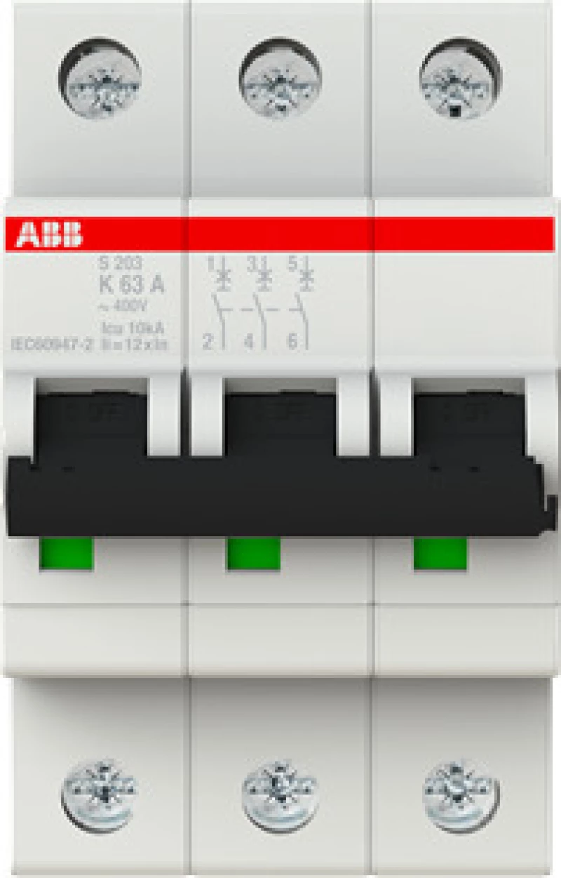 Abb Αυτόματη Ασφάλεια 6kA 63A 3P Καμπύλη K S203-K63 24851