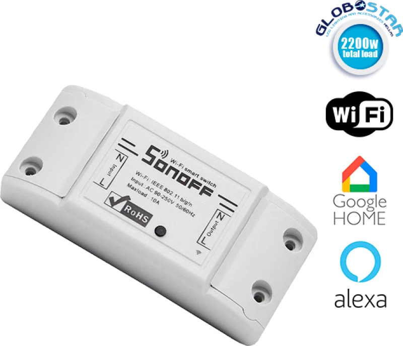 Sonoff Smart Ασύρματος Διακόπτης Basic, Wifi, 10A, Λευκό