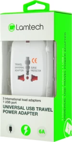 Lamtech Travel Adapter with USB