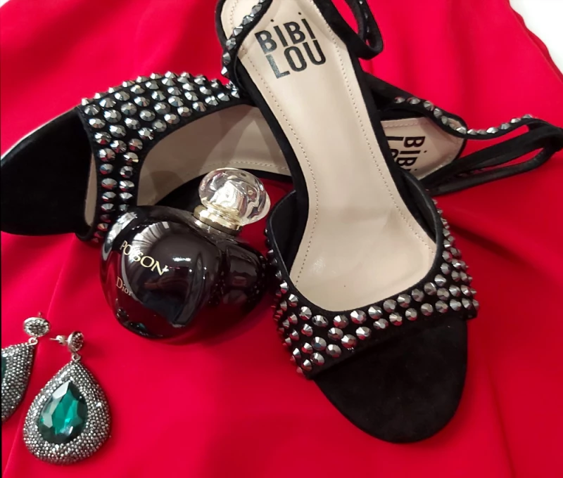 Πέδιλα suede με strass BIBI LOU Μαύρο Γυναίκα Πέδιλα 694Z30VK