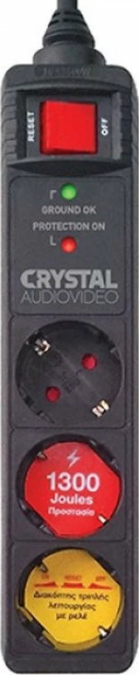 Crystal Audio Πολύπριζο Ασφαλείας 3 Θέσεων με Μήκος Καλωδίου 1.5m CP3-1300-70