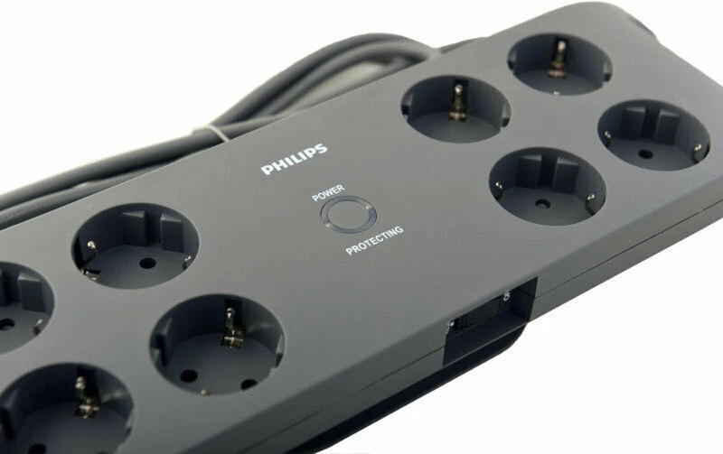 Philips Πολύπριζο Ασφαλείας 8 Θέσεων με Μήκος Καλωδίου 2m SPN3180A/10