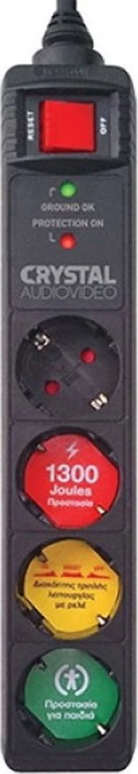 Crystal Audio Πολύπριζο Ασφαλείας 4 Θέσεων με Μήκος Καλωδίου 1.5m CP4-1300-70