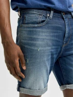 Selected 674 Organic Cotton βερμούδα τζιν 16079616-Dark Blue Denim
