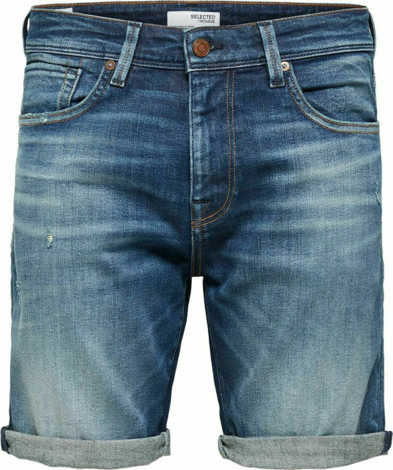 Selected 674 Organic Cotton βερμούδα τζιν 16079616-Dark Blue Denim