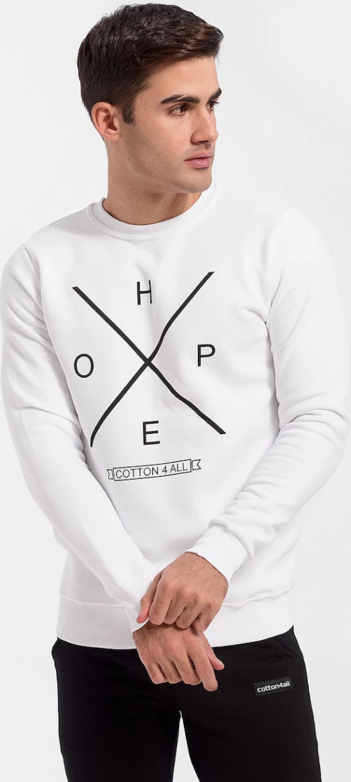 21-127 Cotton4All Fouter Λευκο Ανδρικο Φουτερ Cotton4All