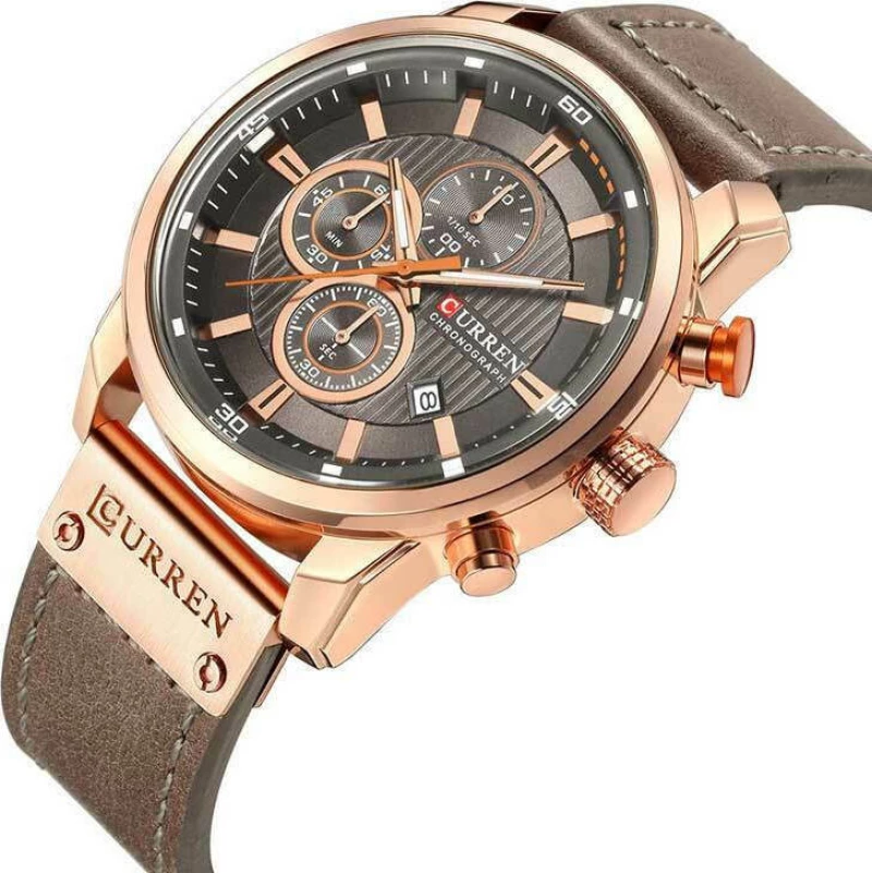 CURREN 8291 Men'S Calendar Watch - Gold Coffee