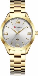 Curren 9007 Women Quartz Watch Calendar - Gold and White