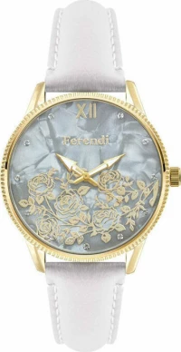 FERENDI Posy Crystals White Leather Strap