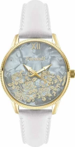 FERENDI Posy Crystals White Leather Strap