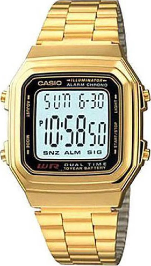 Casio Ψηφιακό Ρολόι με Μεταλλικό Μπρασελέ σε Χρυσό χρώμα
