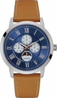 Guess Guess Ανδρικό Ρολόι Πολλαπλών Ενδείξεων Με Καφέ Δερμάτινο Λουράκι W0870G4
