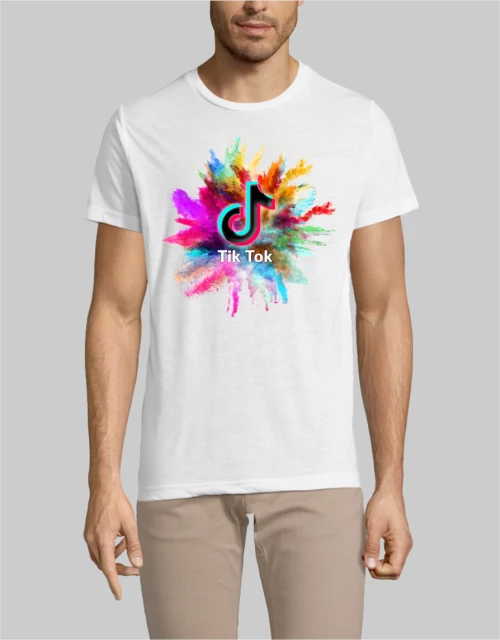 TIK TOK T-shirt splash - WHITE