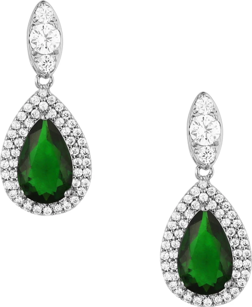 Σκουλαρίκια Vintage με σμαραγδί ροζέτα δάκρυ alloy