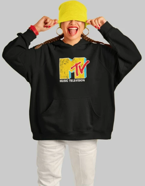 MTV Φούτερ με κουκούλα W - BLACK
