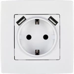 Πρίζα Σούκο Λευκό Μεταλλικό Με 2 USB 190062