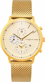 VOGUE Unisex Chronograph Gold Stainless Steel Bracelet