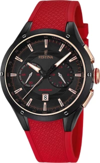 Festina Ανδρικό Ρολόι Χρονογράφος Με Κόκκινο Καουτσούκ Λουράκι F16833-1