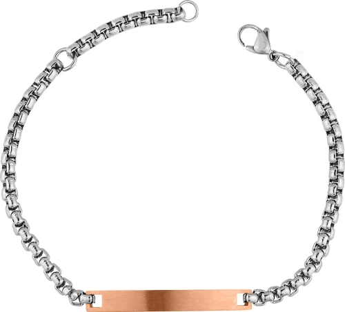 Βραχιόλι-ταυτότητα από ανοξείδωτο ροζ ατσάλι