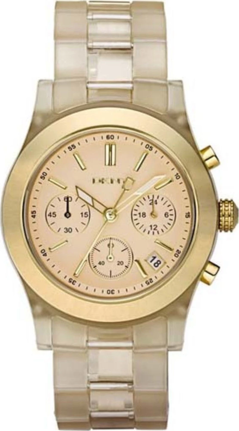 DKNY Ladies Watch Chronograph Champagne Polycarbonate Bracelet