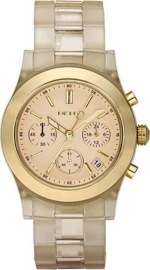 DKNY Ladies Watch Chronograph Champagne Polycarbonate Bracelet